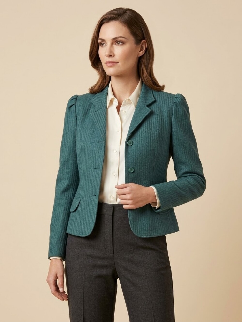Vintage 80s 90s Forest Green Wool Blend Blazer Jacket Creations Americana S